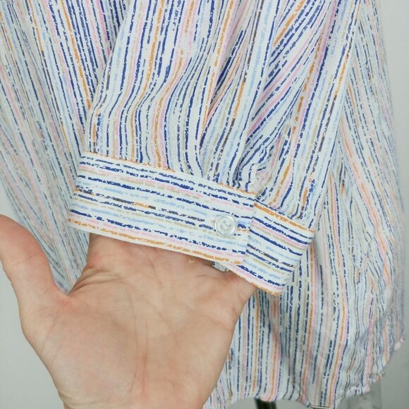 FDJ Popover Blouse Womens 10 V-Neck Speckled Stripe 3/4 Sleeve Jersey Knit - Picture 7 of 10